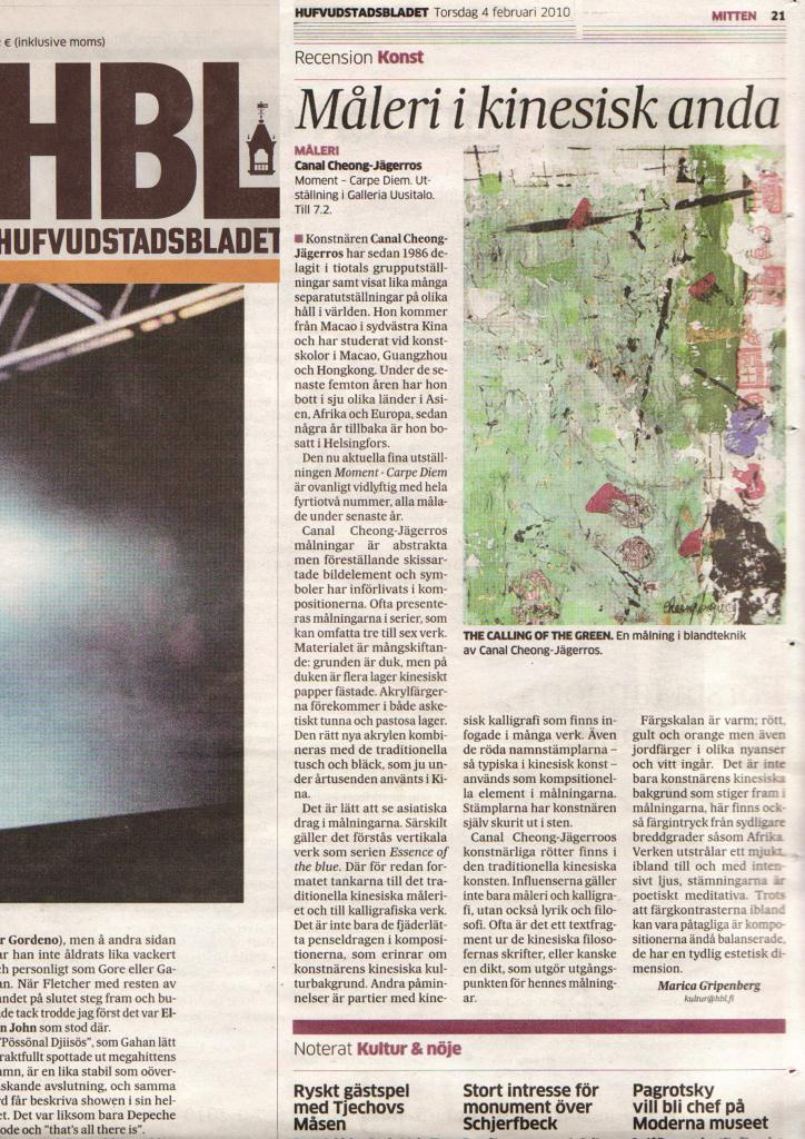 Canal on HBL Swedish newspaper review 2010.jpg